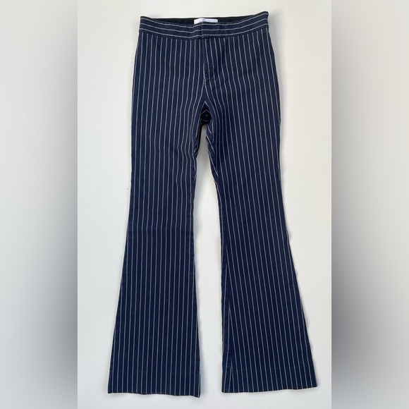 Derek Lam 10 Crosby Women's Navy White Striped Bellbottom Flare Trousers Size 4 - Picture 1 of 9